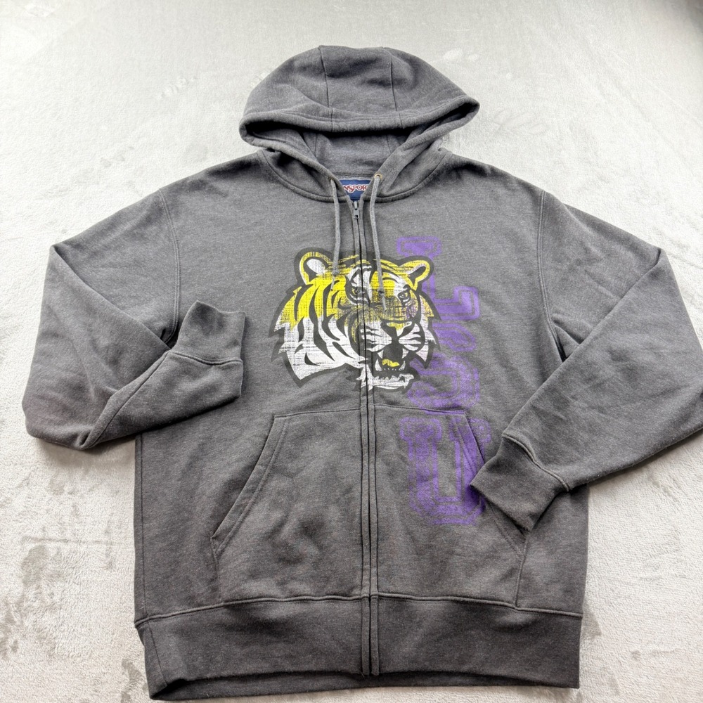 Jansport LSU Tigers Full Zip Hoodie Men's Medium Gray Geaux Tigers T200 TB1Q